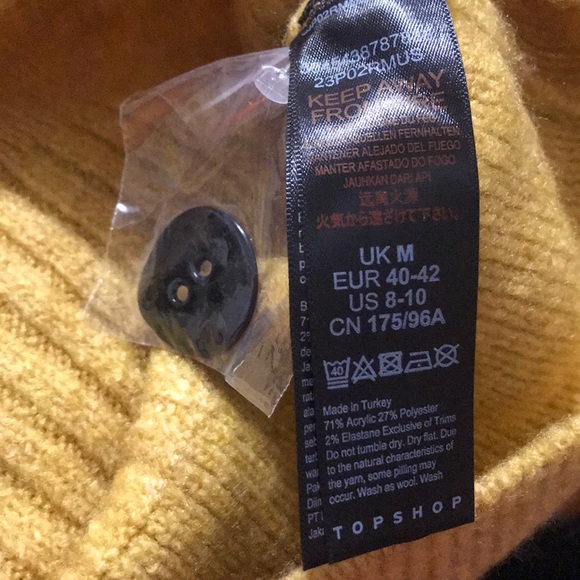 NWOT TOPSHOP Button Front Cardigan In Must… - Picture 4 of 6